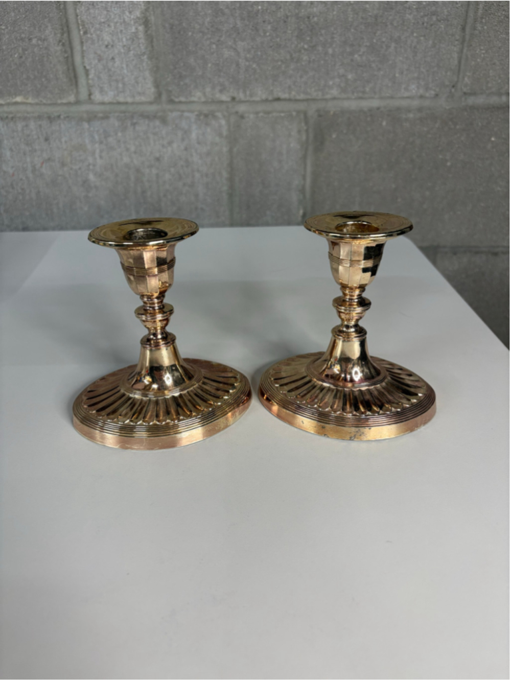 Vintage Pair Of Newport Gorham Japan Silverplate Candlesticks Oval Base - Picture 8 of 9